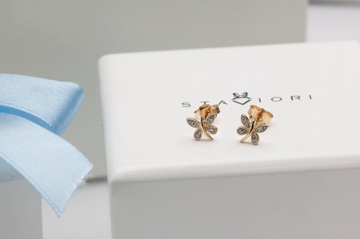 Złote kolczyki KXD1897 - Diament